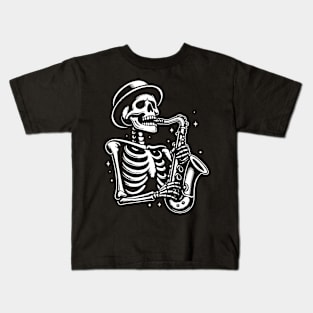 skeleton plays saxophone Kids T-Shirt